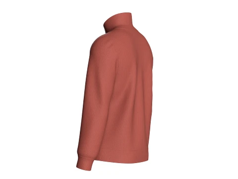 Men High Collar Buttoned Knit Jacket 3D Model