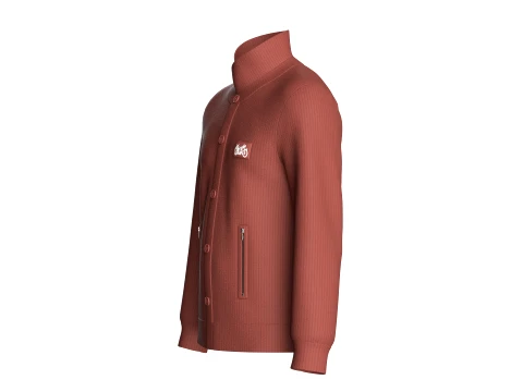 Men High Collar Buttoned Knit Jacket 3D Model