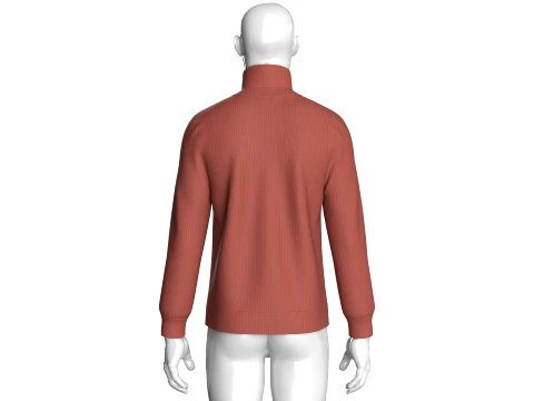 Men High Collar Buttoned Knit Jacket 3D Model