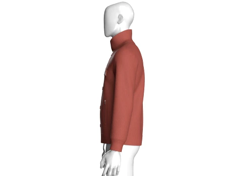 Men High Collar Buttoned Knit Jacket 3D Model