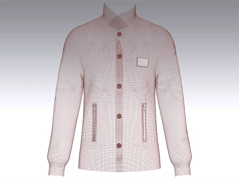 Men High Collar Buttoned Knit Jacket 3D Model