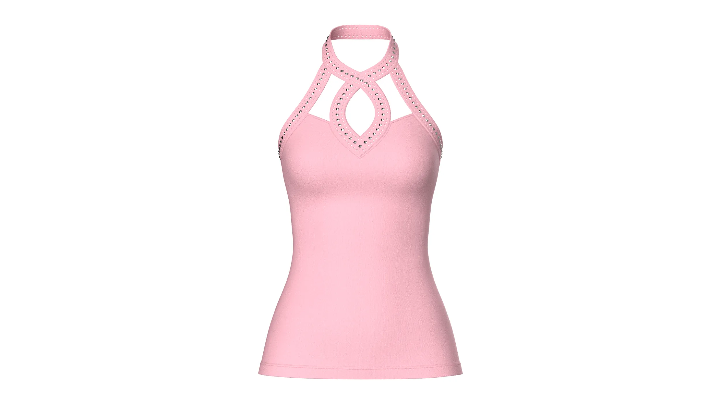Girls Criss-Cross Neck Halter Tank Top 3D Model .c4d .max .obj .3ds .fbx .stl .blend