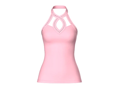 Girls Criss-Cross Neck Halter Tank Top Modèle 3D