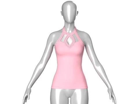 Girls Criss-Cross Neck Halter Tank Top 3D Model