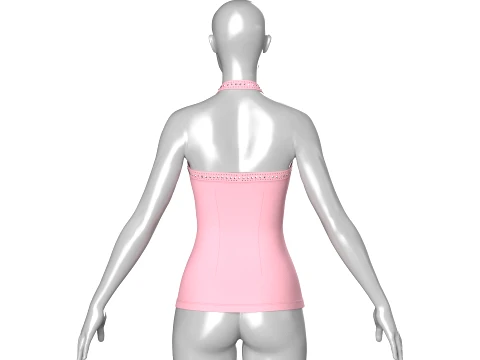 Girls Criss-Cross Neck Halter Tank Top 3D Model