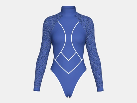 Girls Long Sleeve Bodysuit With Mesh 3D Modell