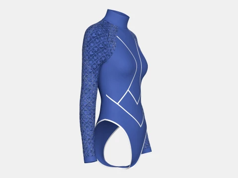 Girls Long Sleeve Bodysuit With Mesh 3D Model