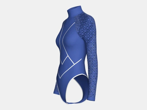 Girls Long Sleeve Bodysuit With Mesh 3D Model