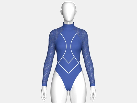 Girls Long Sleeve Bodysuit With Mesh 3D Model