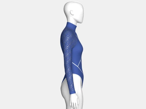 Girls Long Sleeve Bodysuit With Mesh 3D Model