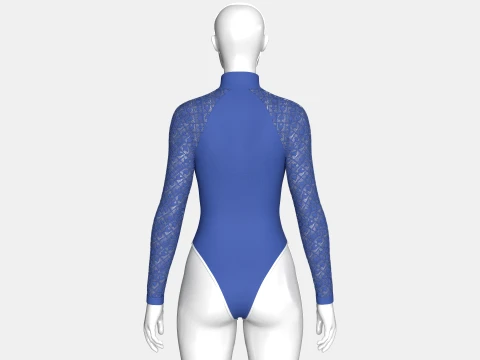 Girls Long Sleeve Bodysuit With Mesh 3D Model