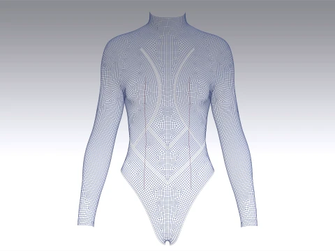 Girls Long Sleeve Bodysuit With Mesh 3D Model