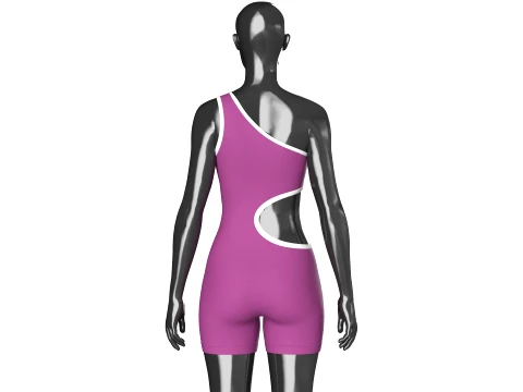 Girls One-Shoulder Romper With Side Cutout 3D Model
