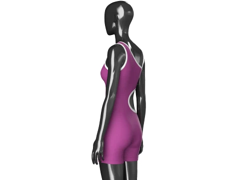Girls One-Shoulder Romper With Side Cutout 3D Model