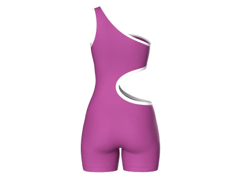 Girls One-Shoulder Romper With Side Cutout 3D Model