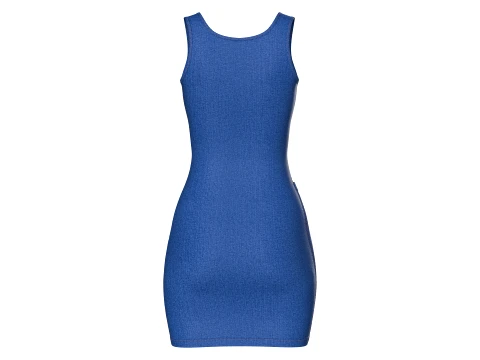 Girls Denim Draped Mini Dress With Side Buttons 3D Model