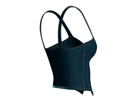 Girls Denim High Waist Corset Top 3D Model
