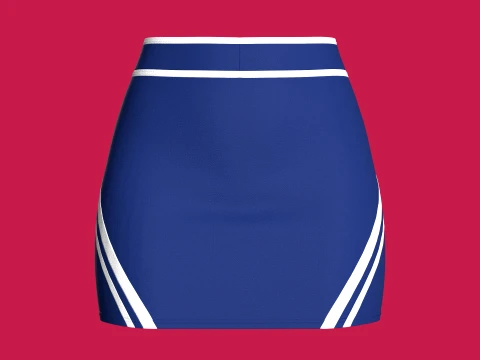 Girls Double-Striped Mini Skirt Modello 3D