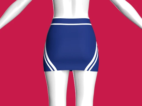 Girls Double-Striped Mini Skirt 3D Model