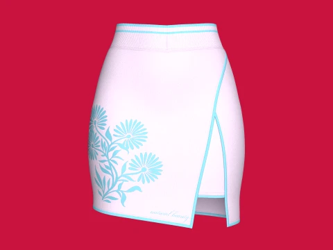 Girls Layered Mini Skirt With Floral Print Modello 3D