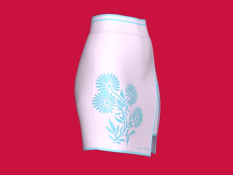Girls Layered Mini Skirt With Floral Print 3D Model