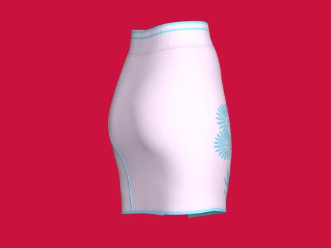 Girls Layered Mini Skirt With Floral Print 3D Model