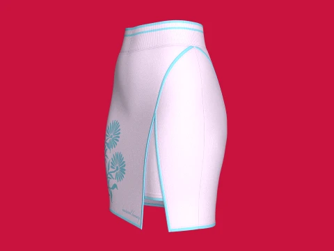 Girls Layered Mini Skirt With Floral Print 3D Model
