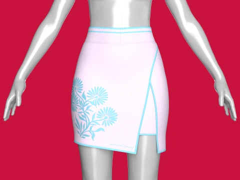 Girls Layered Mini Skirt With Floral Print 3D Model