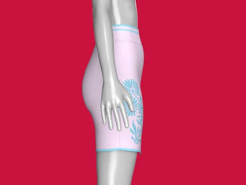Girls Layered Mini Skirt With Floral Print 3D Model