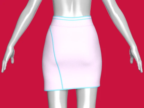 Girls Layered Mini Skirt With Floral Print 3D Model