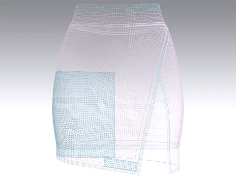 Girls Layered Mini Skirt With Floral Print 3D Model