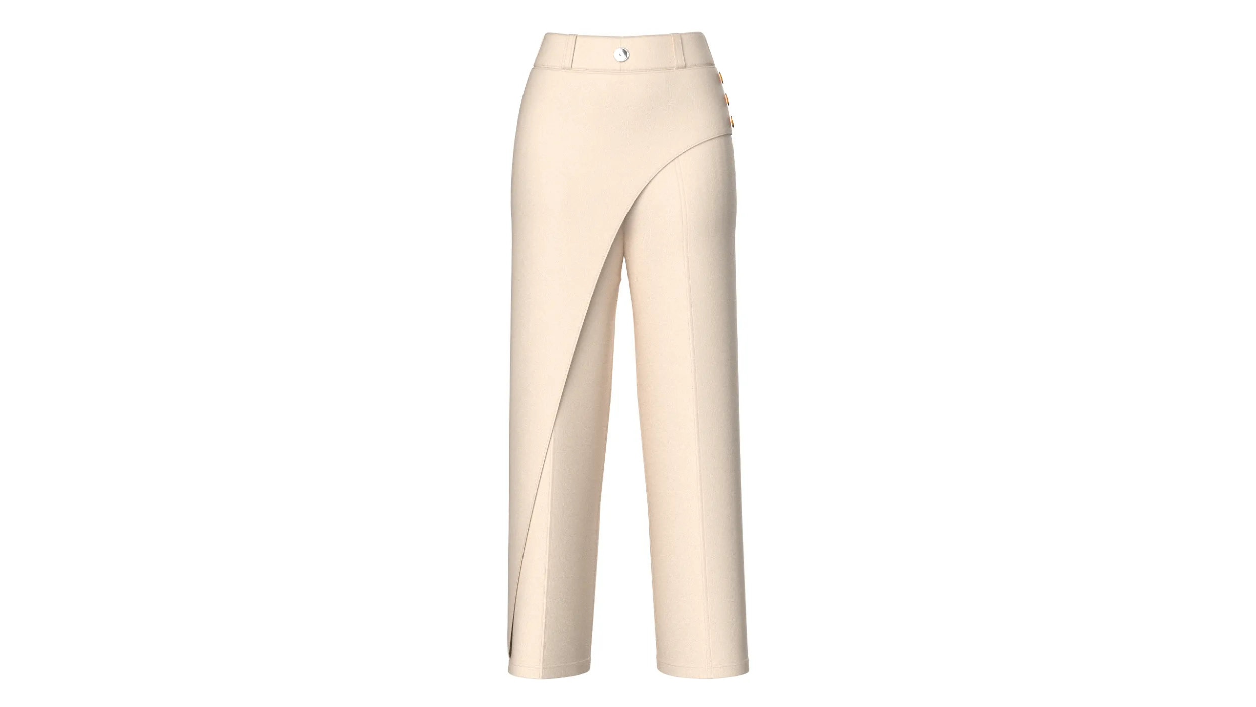 Girls Overlapping Skirt Trouser With Side Buttons 3D Model .c4d .max .obj .3ds .fbx .stl .blend 