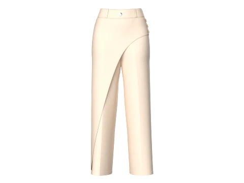 Girls Overlapping Skirt Trouser With Side Buttons Modello 3D