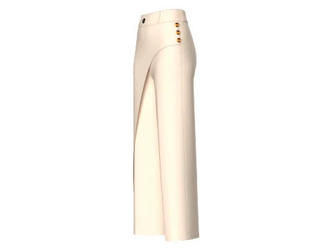 Girls Overlapping Skirt Trouser With Side Buttons 3D Model