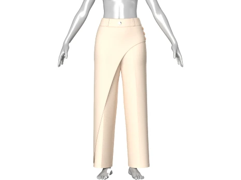 Girls Overlapping Skirt Trouser With Side Buttons 3D Model