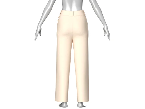Girls Overlapping Skirt Trouser With Side Buttons 3D Model