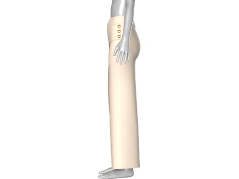 Girls Overlapping Skirt Trouser With Side Buttons 3D Model