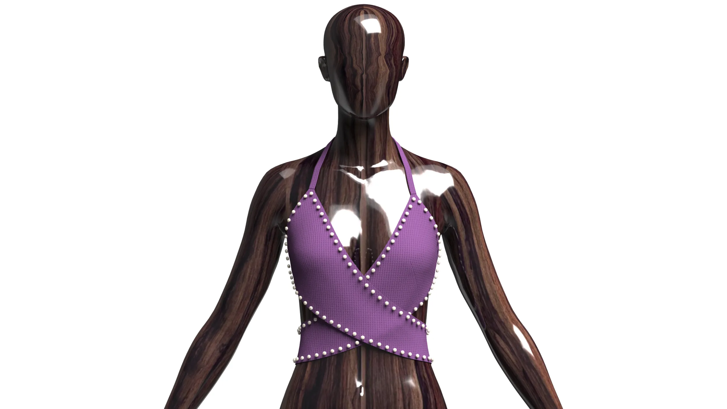 Girls Ribbed Criss-Cross Halter Top 3D Model .c4d .max .obj .3ds .fbx .stl .blend 