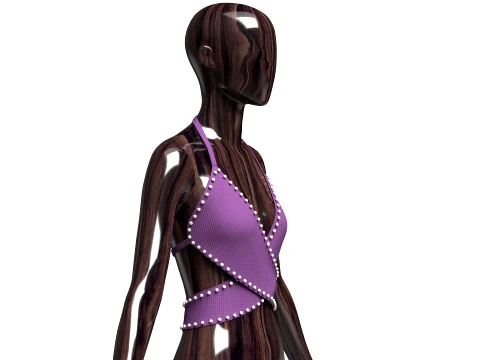 Girls Ribbed Criss-Cross Halter Top 3D Model