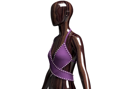 Girls Ribbed Criss-Cross Halter Top 3D Model