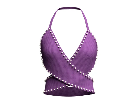 Girls Ribbed Criss-Cross Halter Top 3D Model