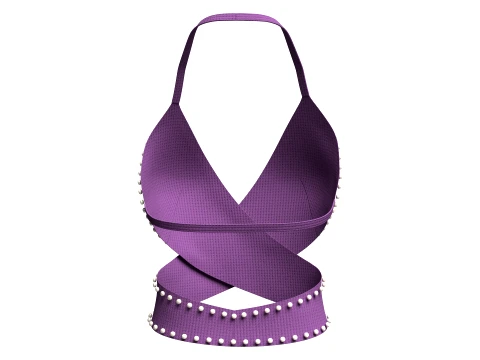 Girls Ribbed Criss-Cross Halter Top 3D Model