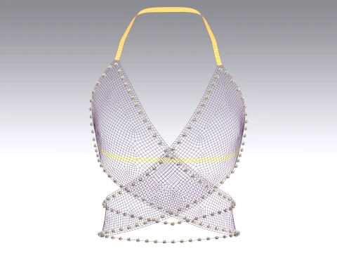 Girls Ribbed Criss-Cross Halter Top 3D Model
