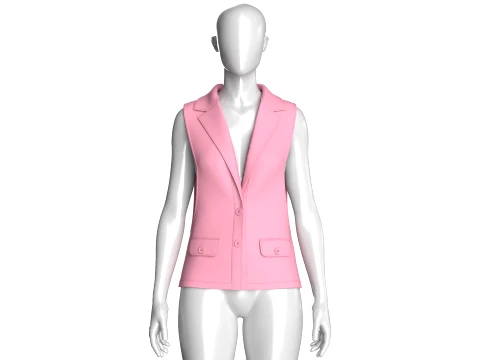 Girls Sleeveless Suit Vest Blazer 3D Model