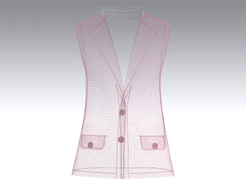 Girls Sleeveless Suit Vest Blazer 3D Model