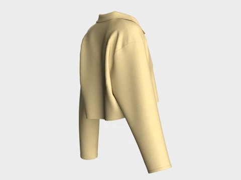 Girls Cropped Double-Breasted Blazer 3D Model