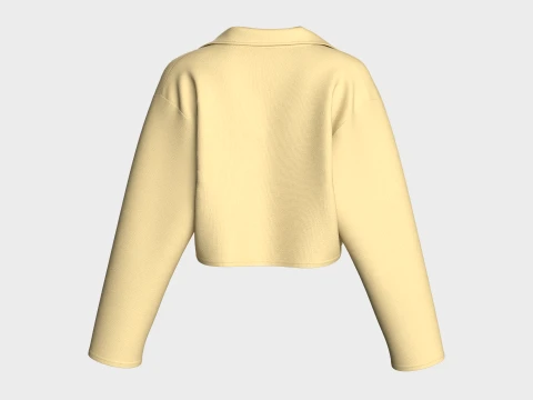 Girls Cropped Double-Breasted Blazer 3D Model