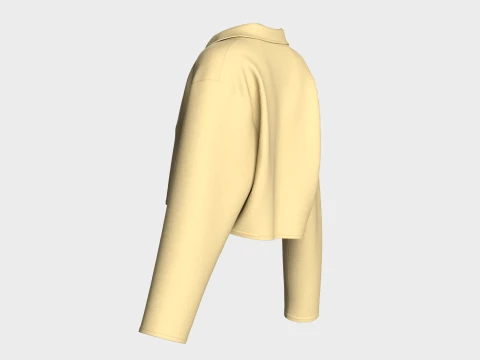 Girls Cropped Double-Breasted Blazer 3D Model