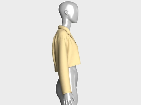 Girls Cropped Double-Breasted Blazer 3D Model