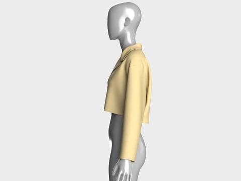 Girls Cropped Double-Breasted Blazer 3D Model